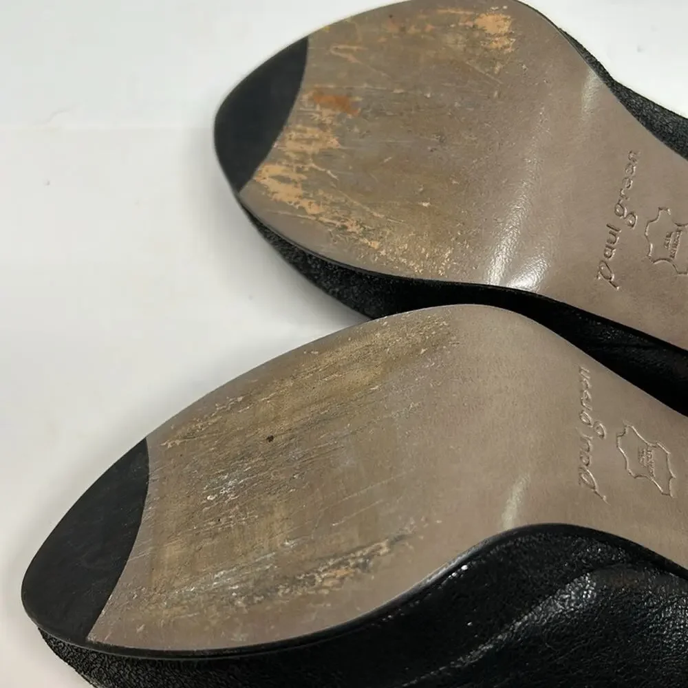 Paul Green Women's Shimmery Black Leather Pumps 4 Inch Heels Size 7